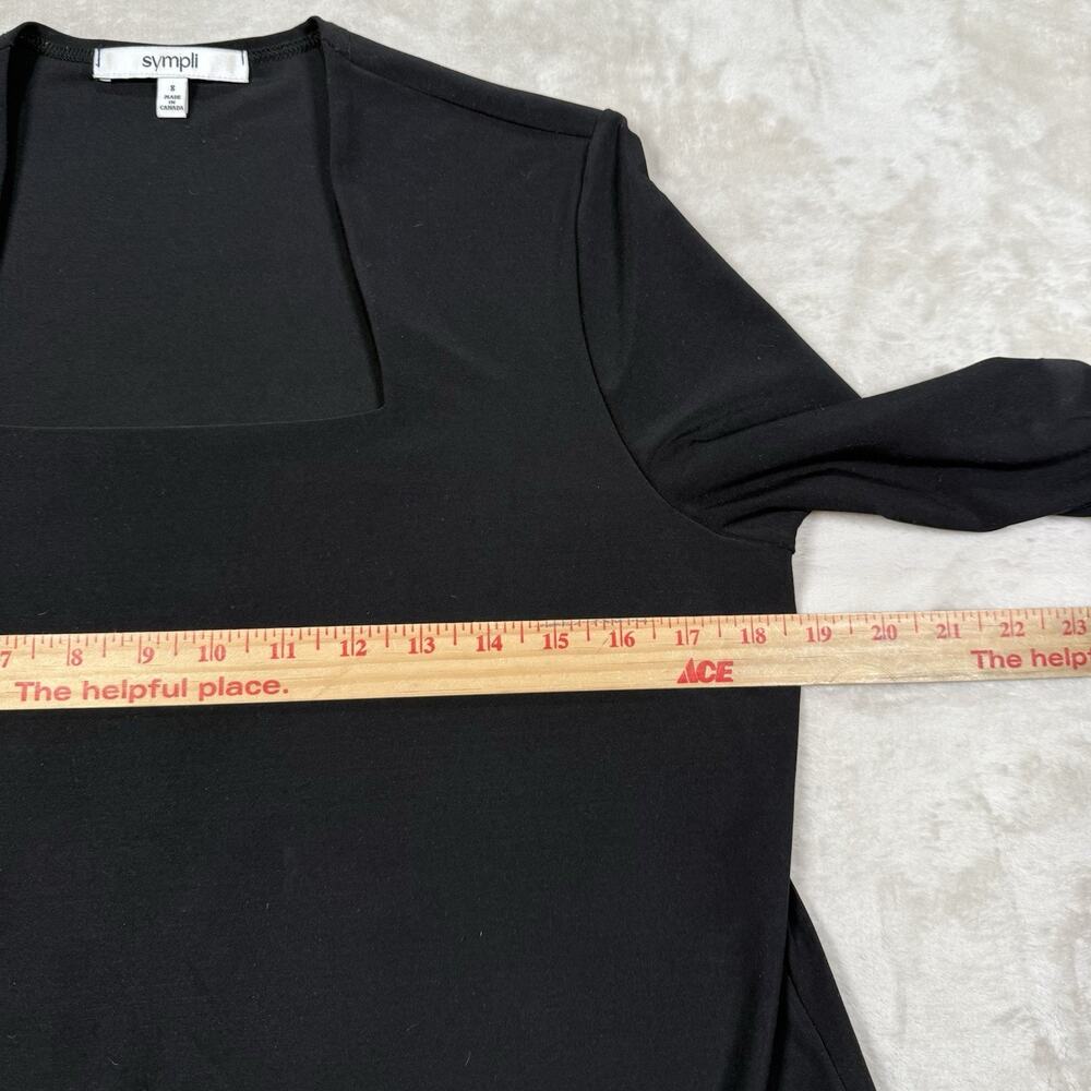 Sympli Women's Size 8 Black Square Neck 3/4 Sleeve Tunic Top Canada Minimalist - Picture 8 of 9